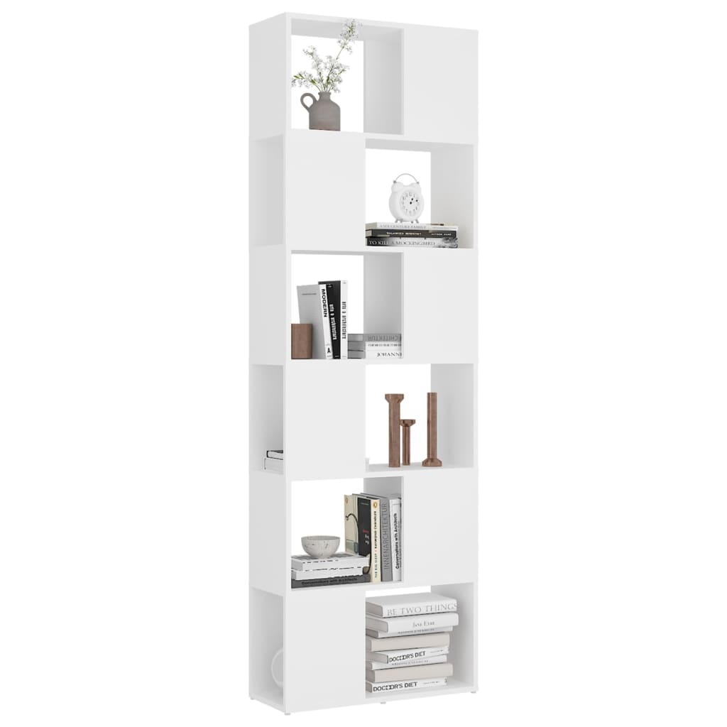 bogreol/rumdeler 60x24x186 cm konstrueret træ hvid