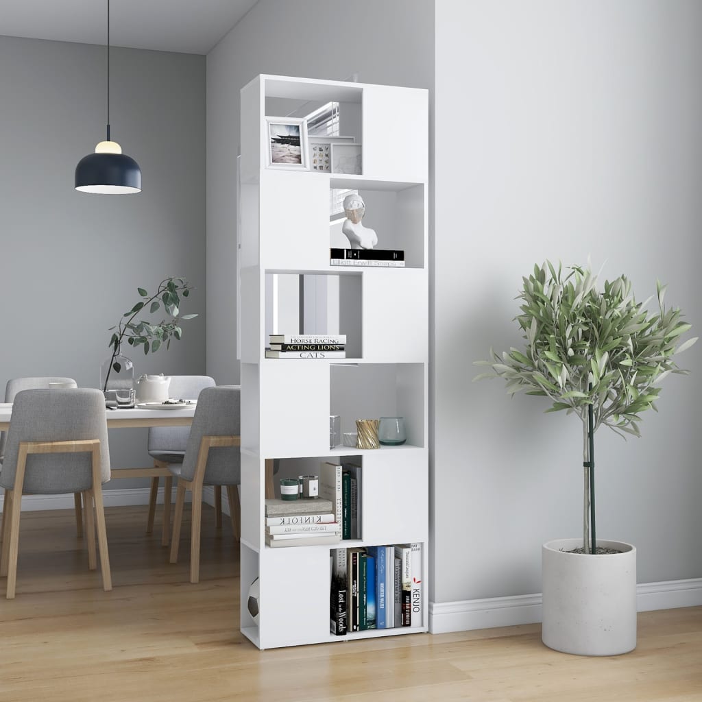 bogreol/rumdeler 60x24x186 cm konstrueret træ hvid
