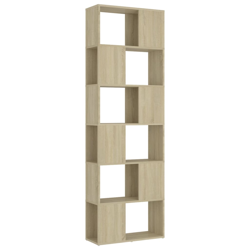 bogreol/rumdeler 60x24x186 cm konstrueret træ sonoma-egetræ