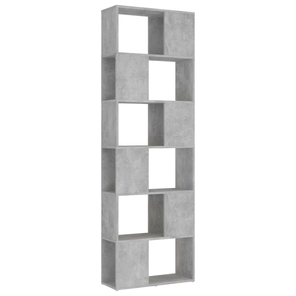 bogreol/rumdeler 60x24x186 cm konstrueret træ betongrå