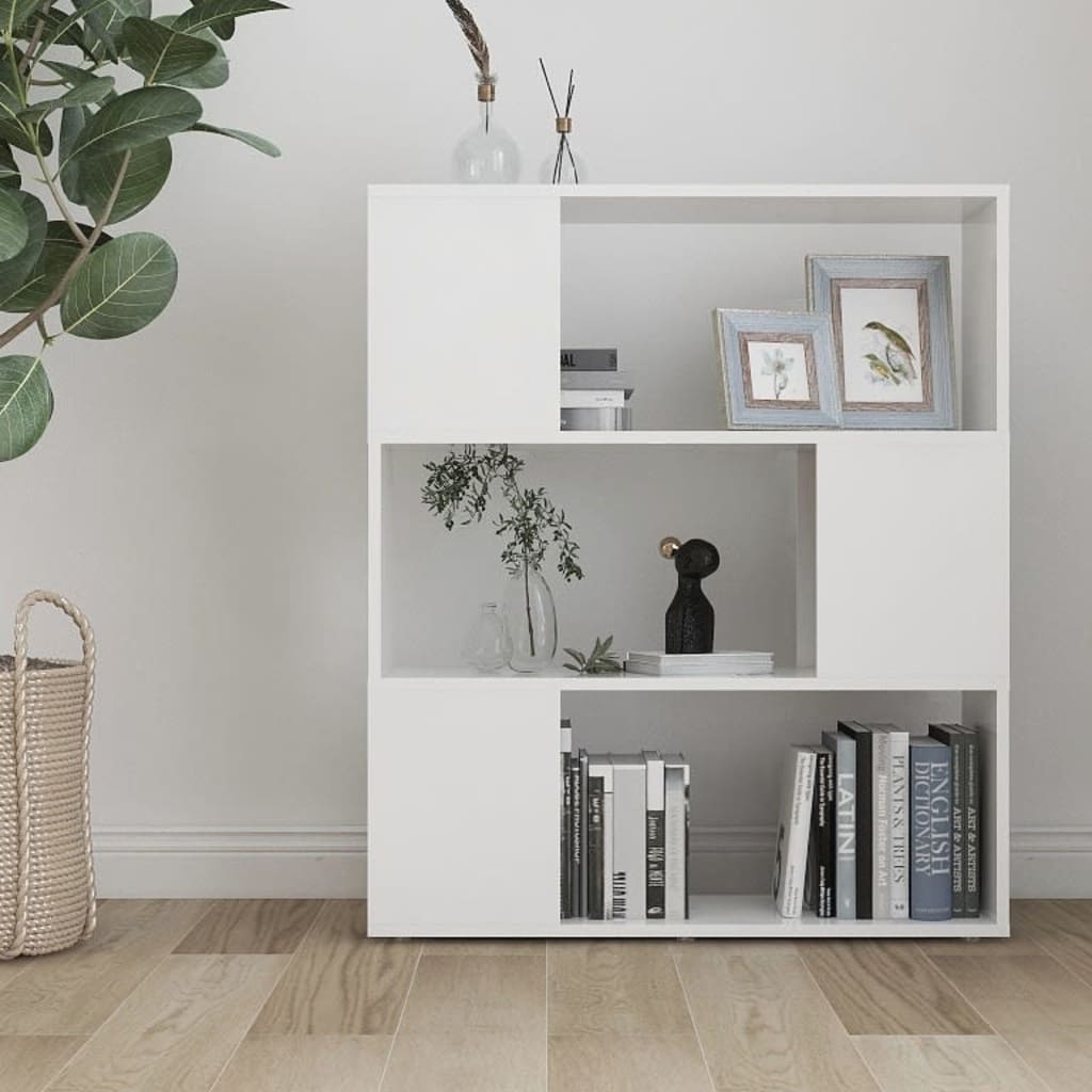 bogreol/rumdeler 80x24x94 cm konstrueret træ hvid