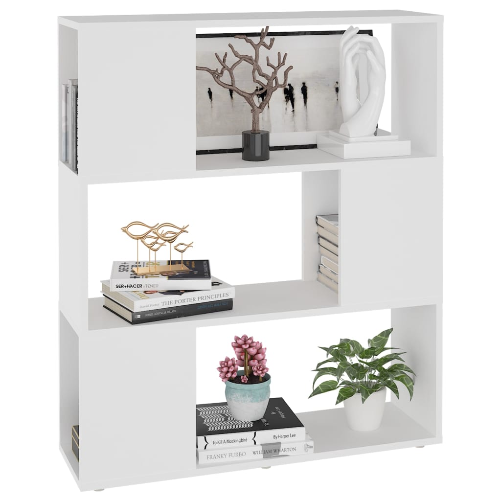 bogreol/rumdeler 80x24x94 cm konstrueret træ hvid
