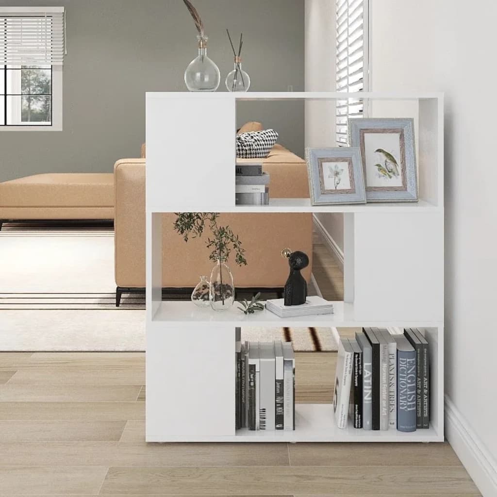 bogreol/rumdeler 80x24x94 cm konstrueret træ hvid