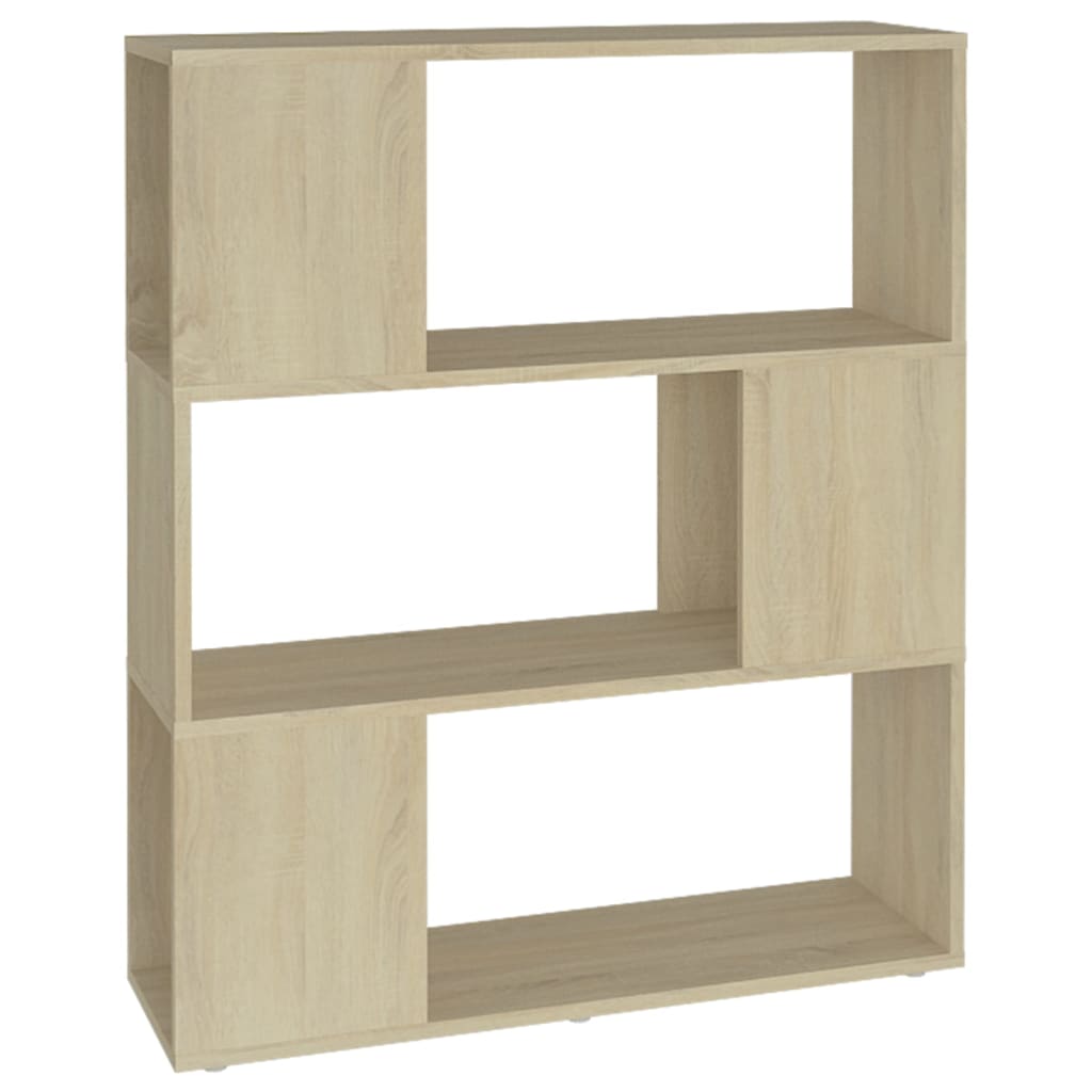 bogreol/rumdeler 80x24x94 cm konstrueret træ sonoma-eg
