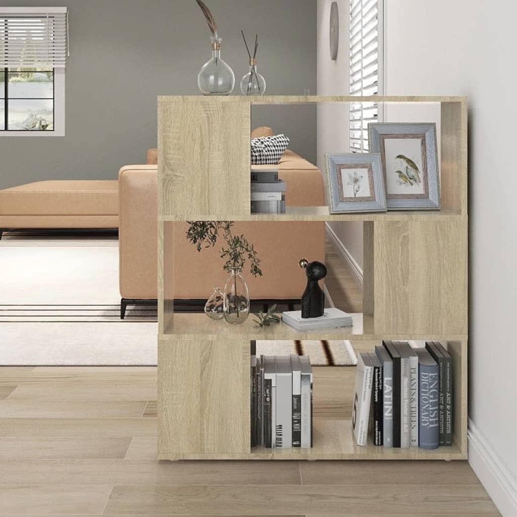 bogreol/rumdeler 80x24x94 cm konstrueret træ sonoma-eg