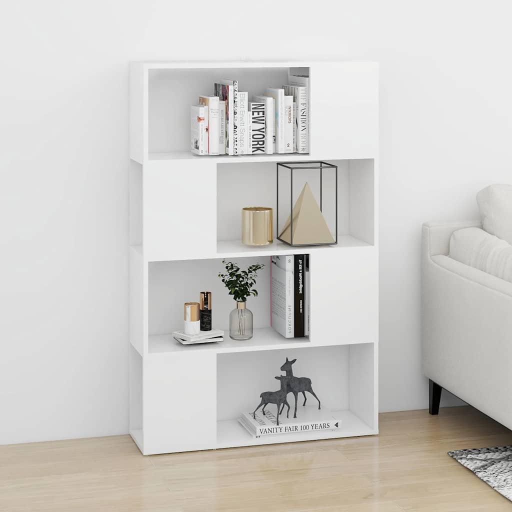 bogreol/rumdeler 80x24x124,5 cm konstrueret træ hvid