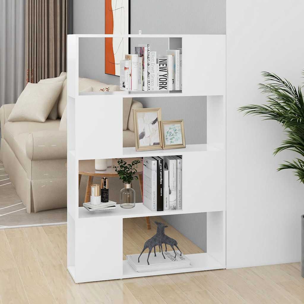 bogreol/rumdeler 80x24x124,5 cm konstrueret træ hvid