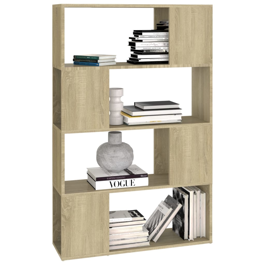 bogreol/rumdeler 80x24x124,5 cm konstrueret træ sonoma-eg