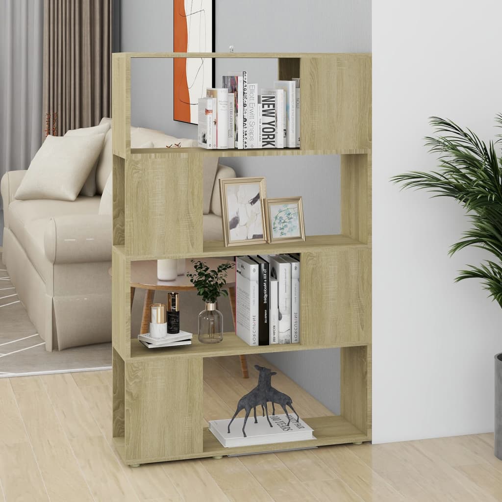 bogreol/rumdeler 80x24x124,5 cm konstrueret træ sonoma-eg
