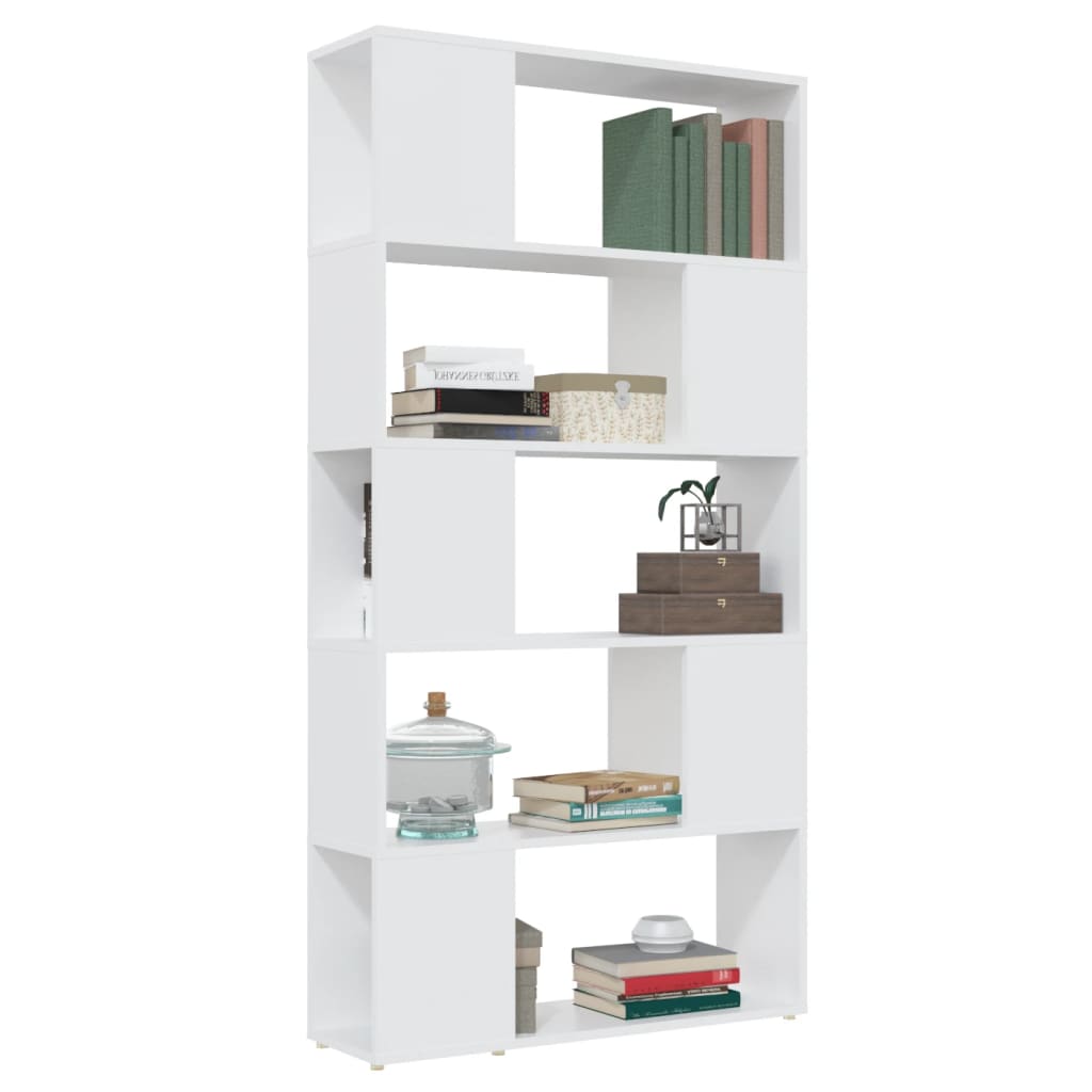 bogreol/rumdeler 80x24x155 cm konstrueret træ hvid