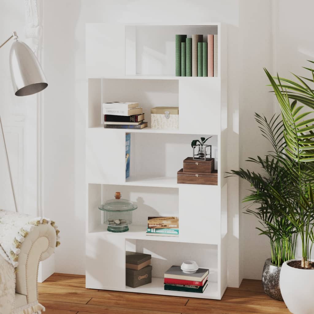 bogreol/rumdeler 80x24x155 cm konstrueret træ hvid