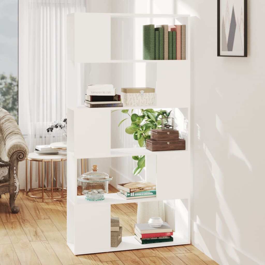 bogreol/rumdeler 80x24x155 cm konstrueret træ hvid