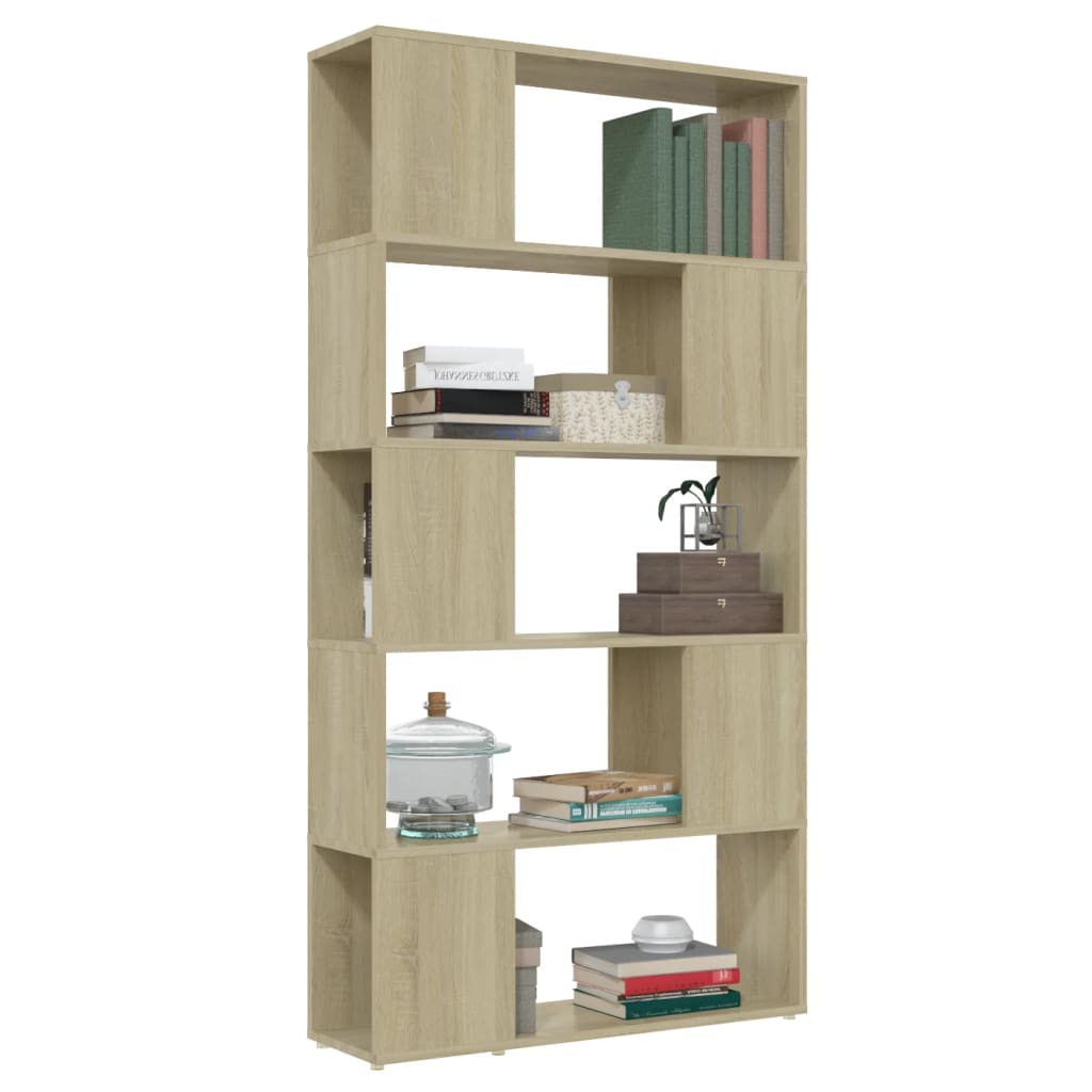 bogreol/rumdeler 80 x 24 x 155 cm konstrueret træ sonoma-eg