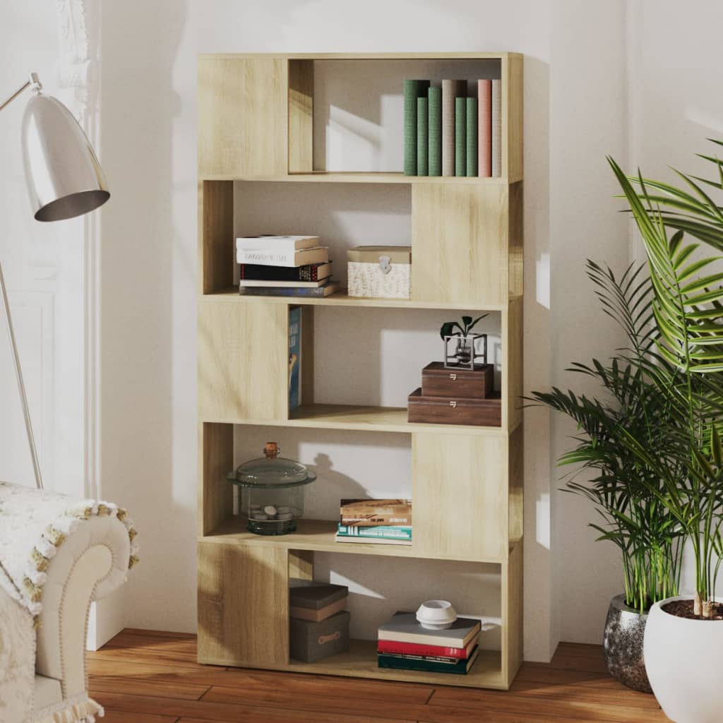 bogreol/rumdeler 80 x 24 x 155 cm konstrueret træ sonoma-eg