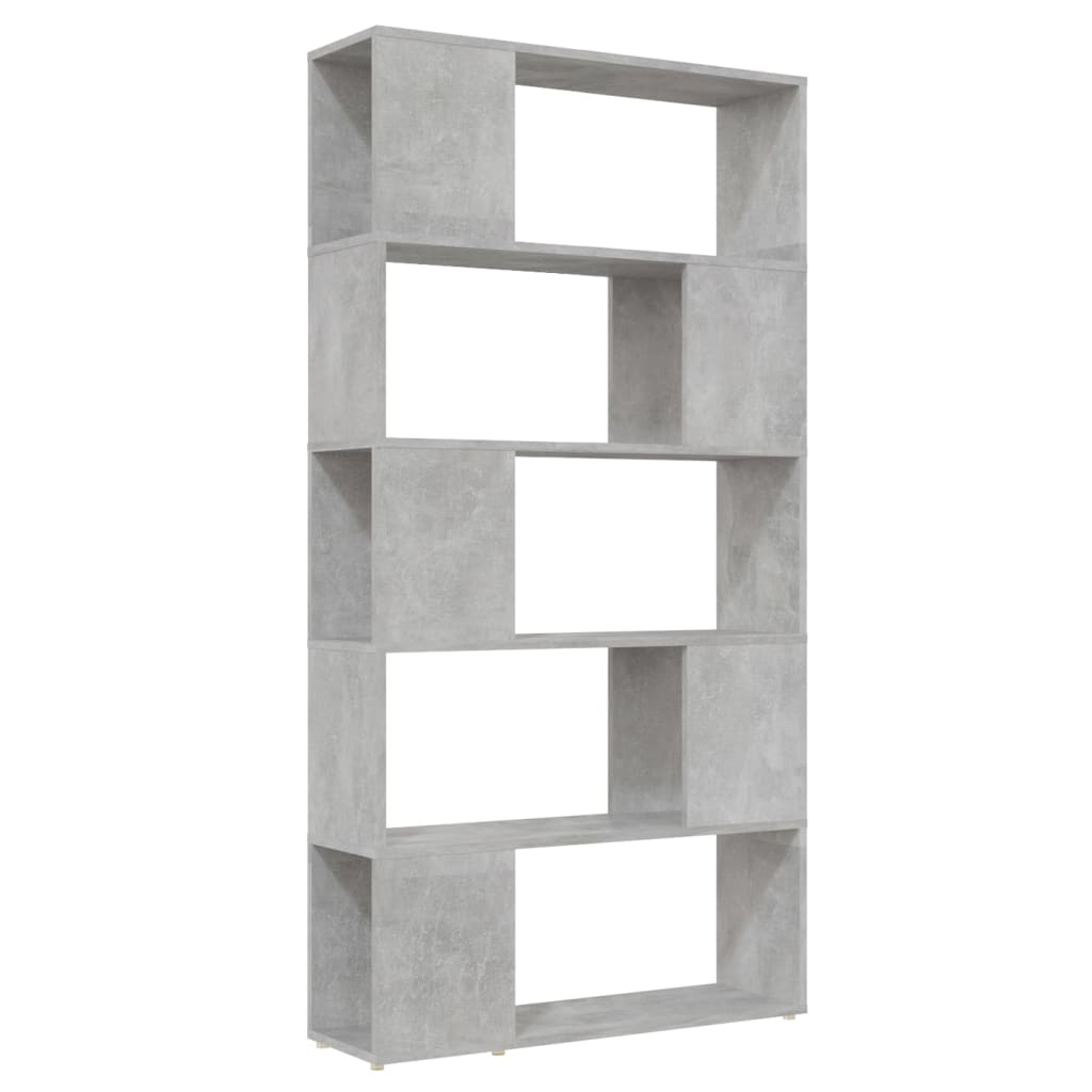 bogreol/rumdeler 80x24x155 cm konstrueret træ betongrå
