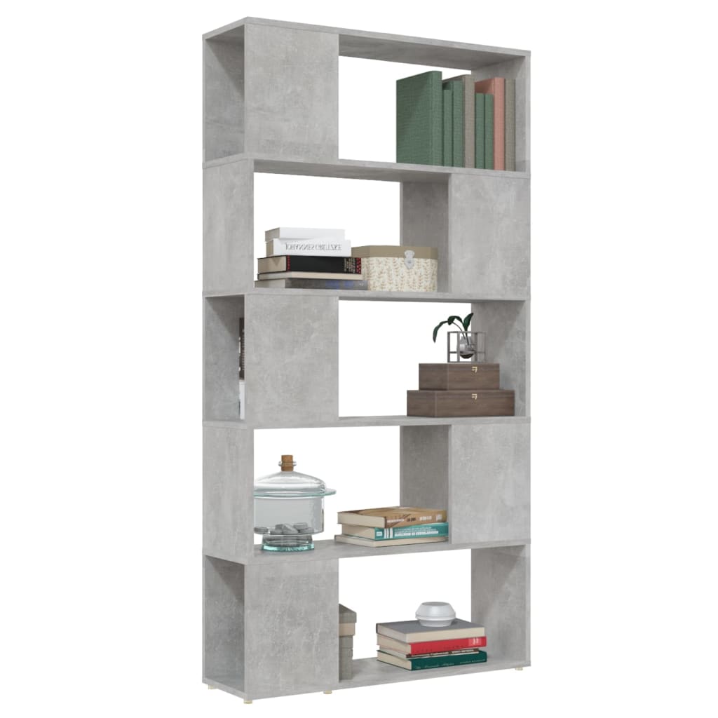 bogreol/rumdeler 80x24x155 cm konstrueret træ betongrå