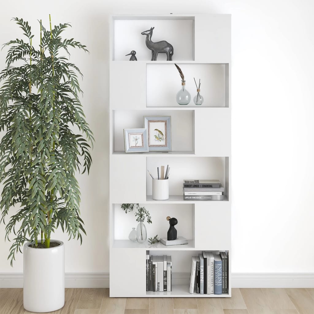bogreol/rumdeler 80x24x186 cm konstrueret træ hvid