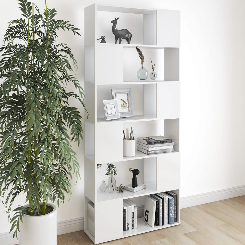 bogreol/rumdeler 80x24x186 cm konstrueret træ hvid