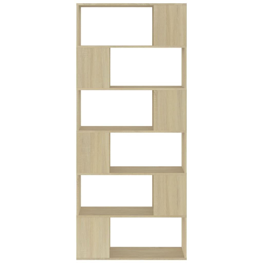 bogreol/rumdeler 80x24x186 cm konstrueret træ sonoma-eg