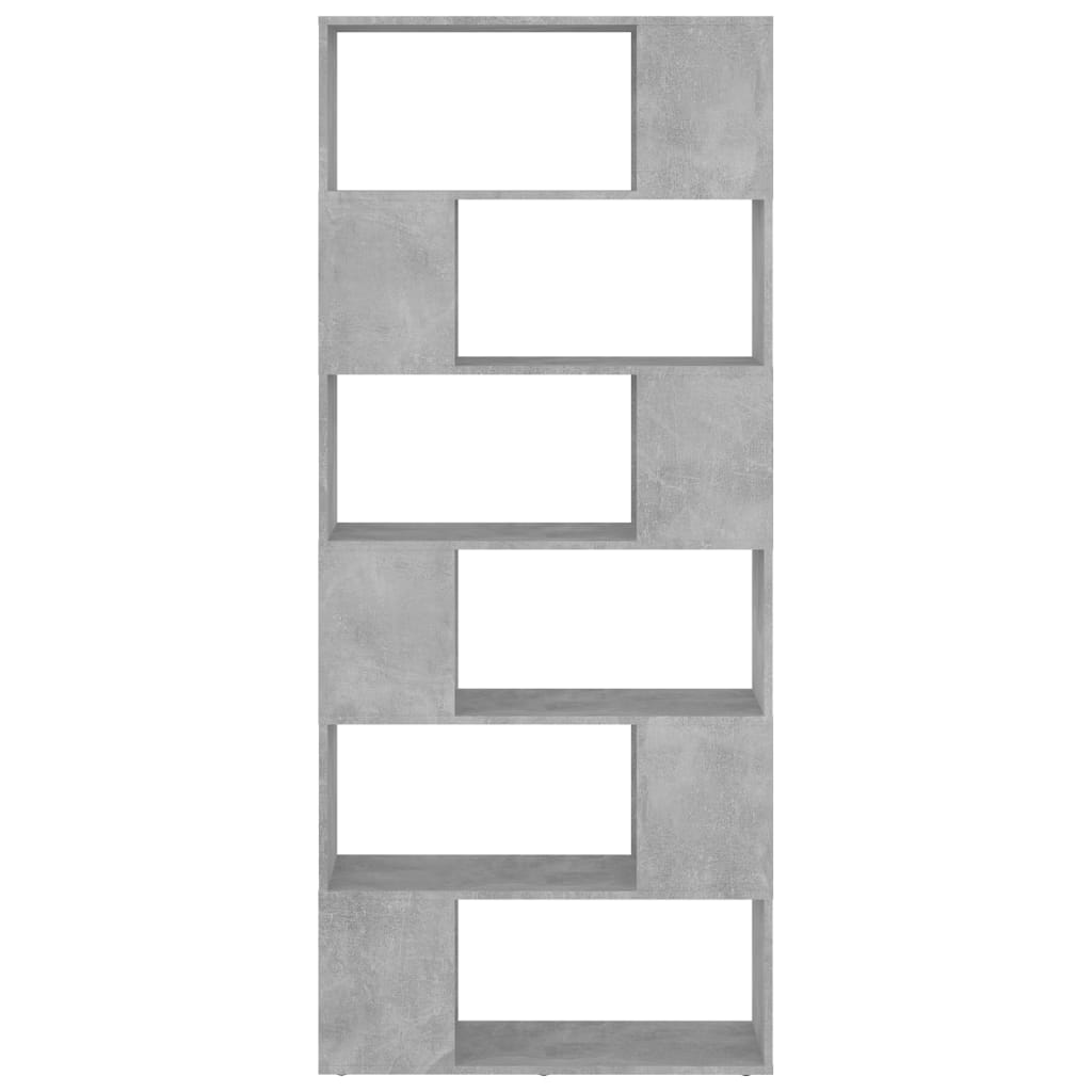 bogreol/rumdeler 80x24x186 cm konstrueret træ betongrå