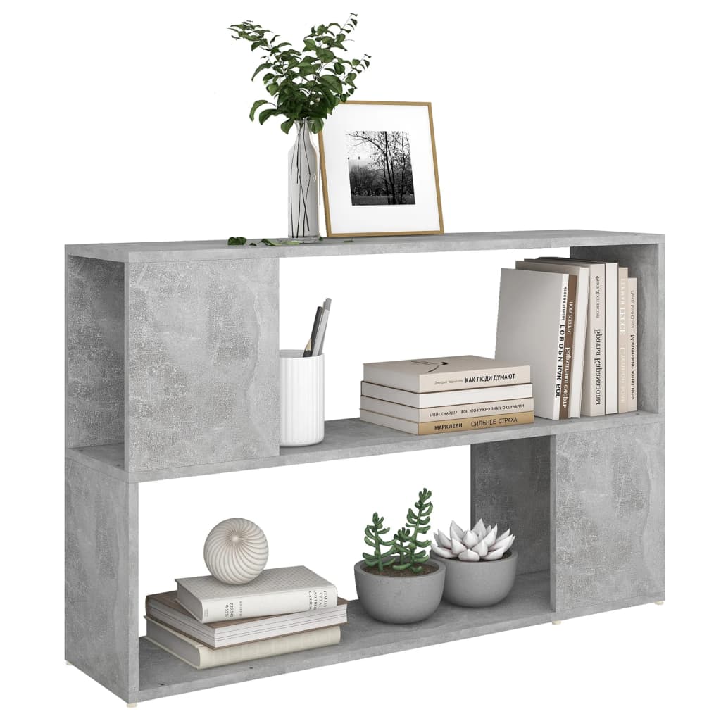 bogreol 100x24x63 cm konstrueret træ betongrå