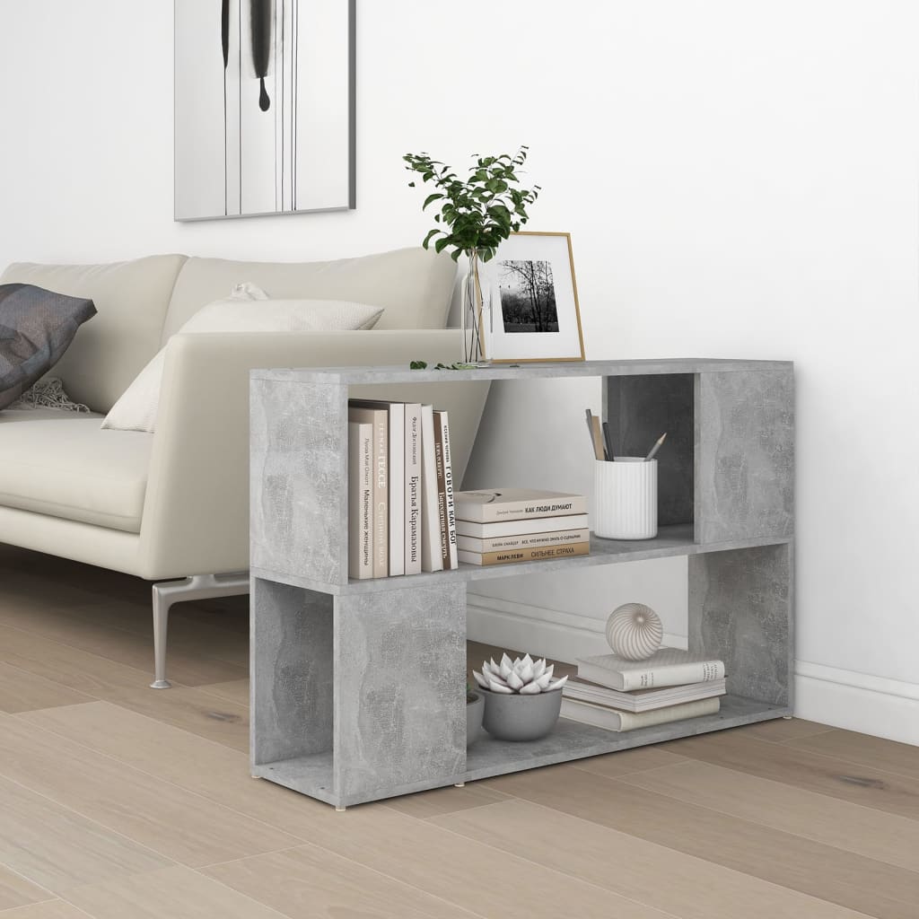 bogreol 100x24x63 cm konstrueret træ betongrå