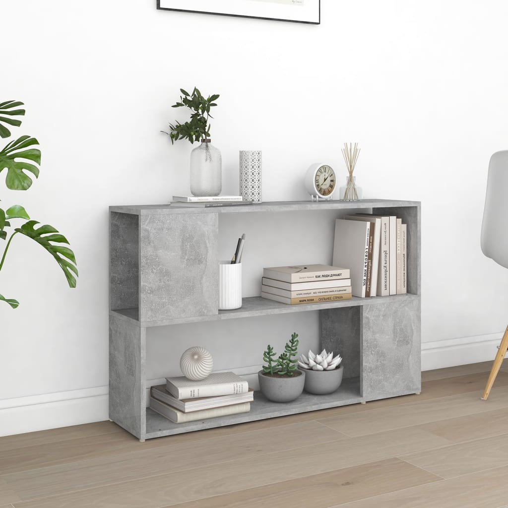 bogreol 100x24x63 cm konstrueret træ betongrå