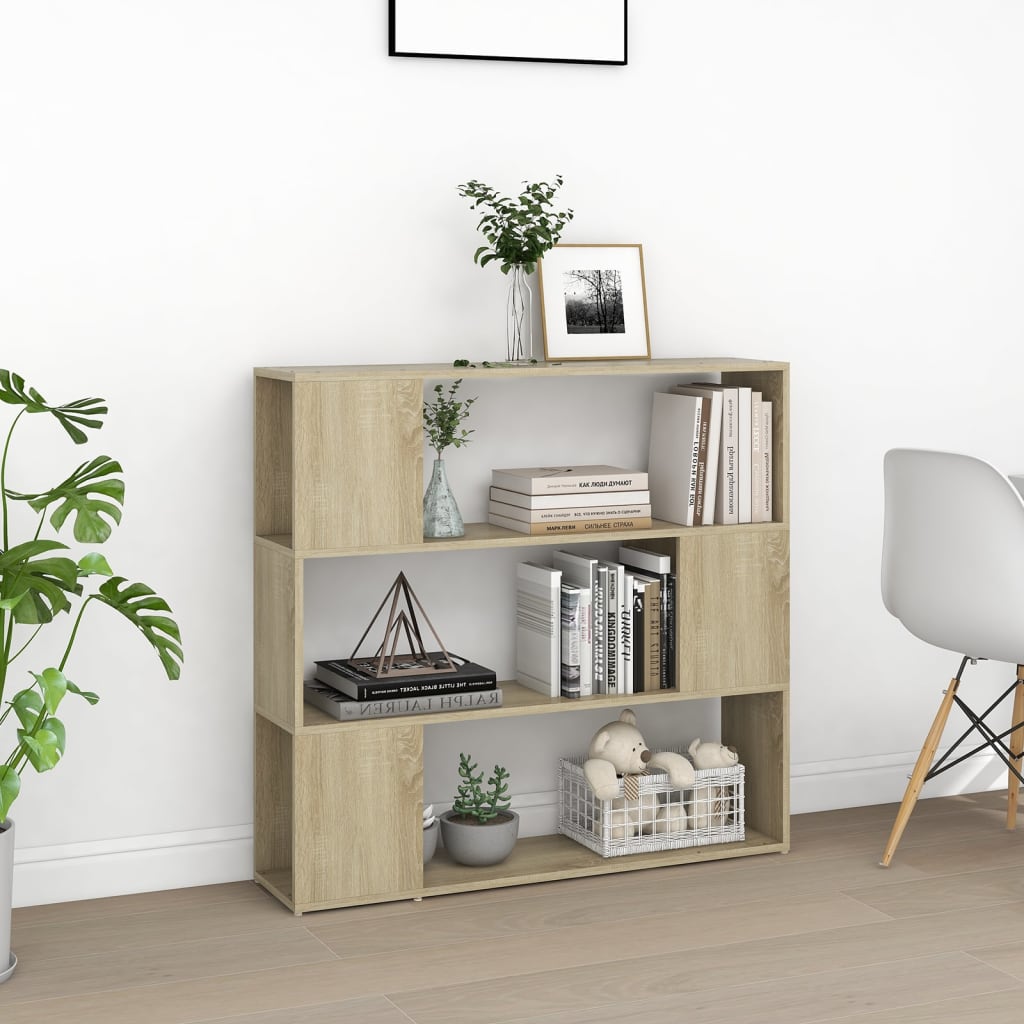 bogreol/rumdeler 100x24x94 cm konstrueret træ sonoma-eg