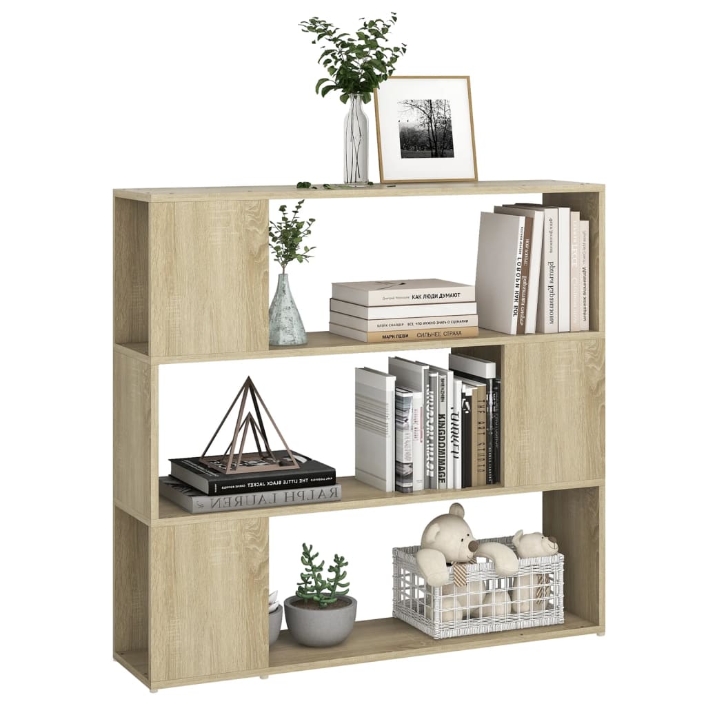 bogreol/rumdeler 100x24x94 cm konstrueret træ sonoma-eg
