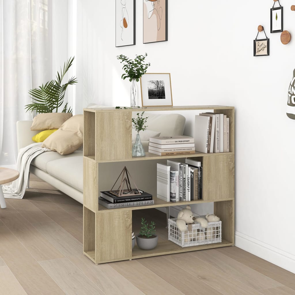 bogreol/rumdeler 100x24x94 cm konstrueret træ sonoma-eg