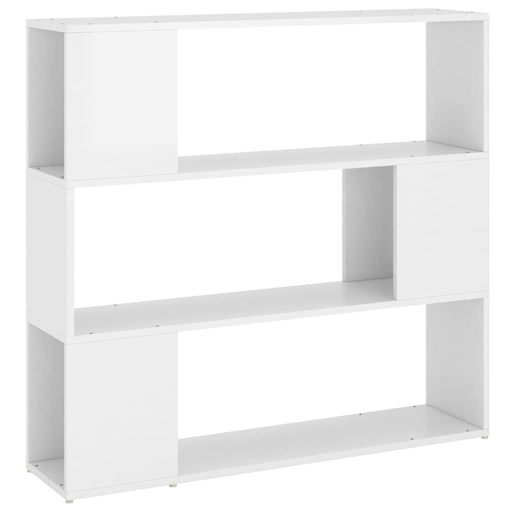 bogskab/rumdeler 100x24x94 cm konstrueret træ hvid højglans