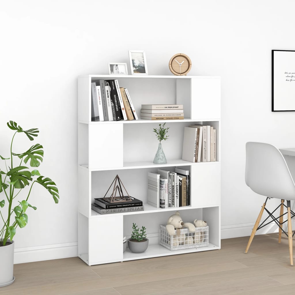 bogskab/rumdeler 100x24x124 cm konstrueret træ hvid