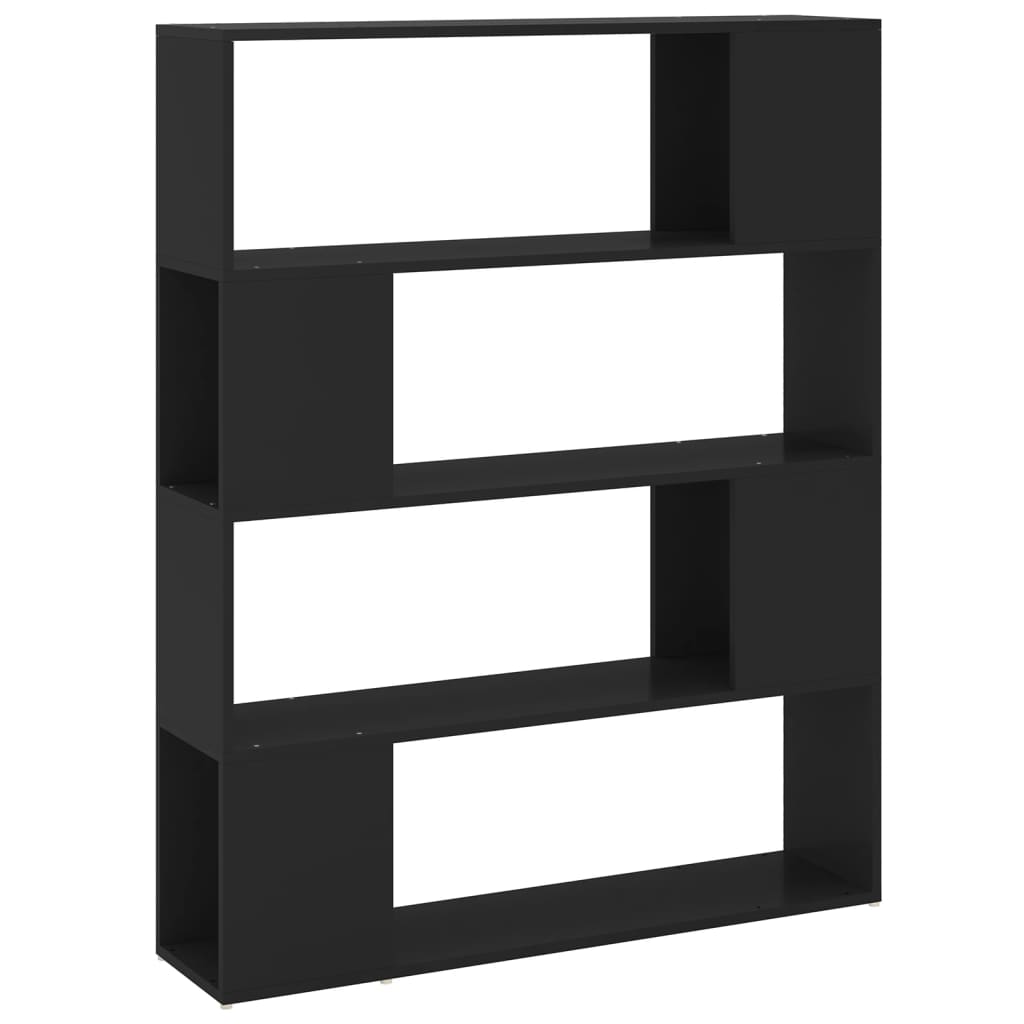 bogskab/rumdeler 100x24x124 cm konstrueret træ sort