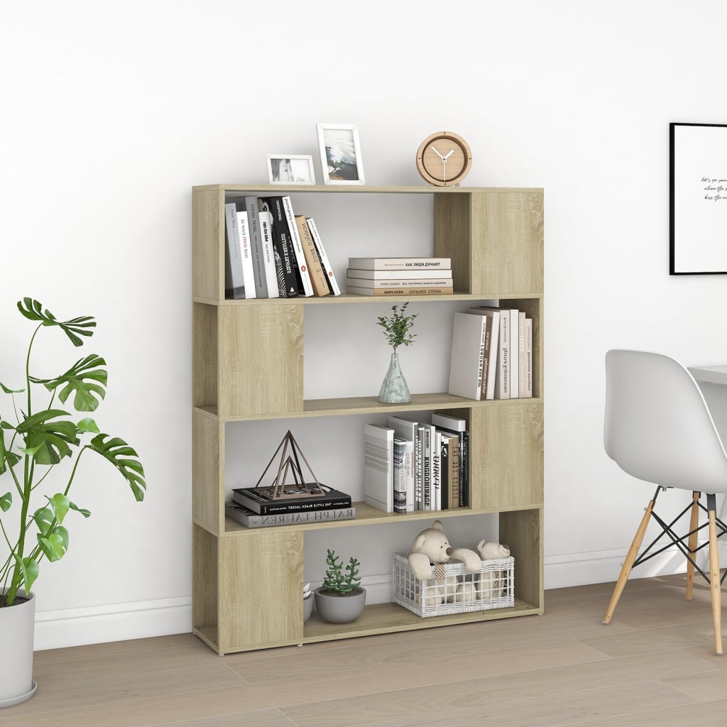 bogskab/rumdeler 100x24x124 cm konstrueret træ sonoma-eg