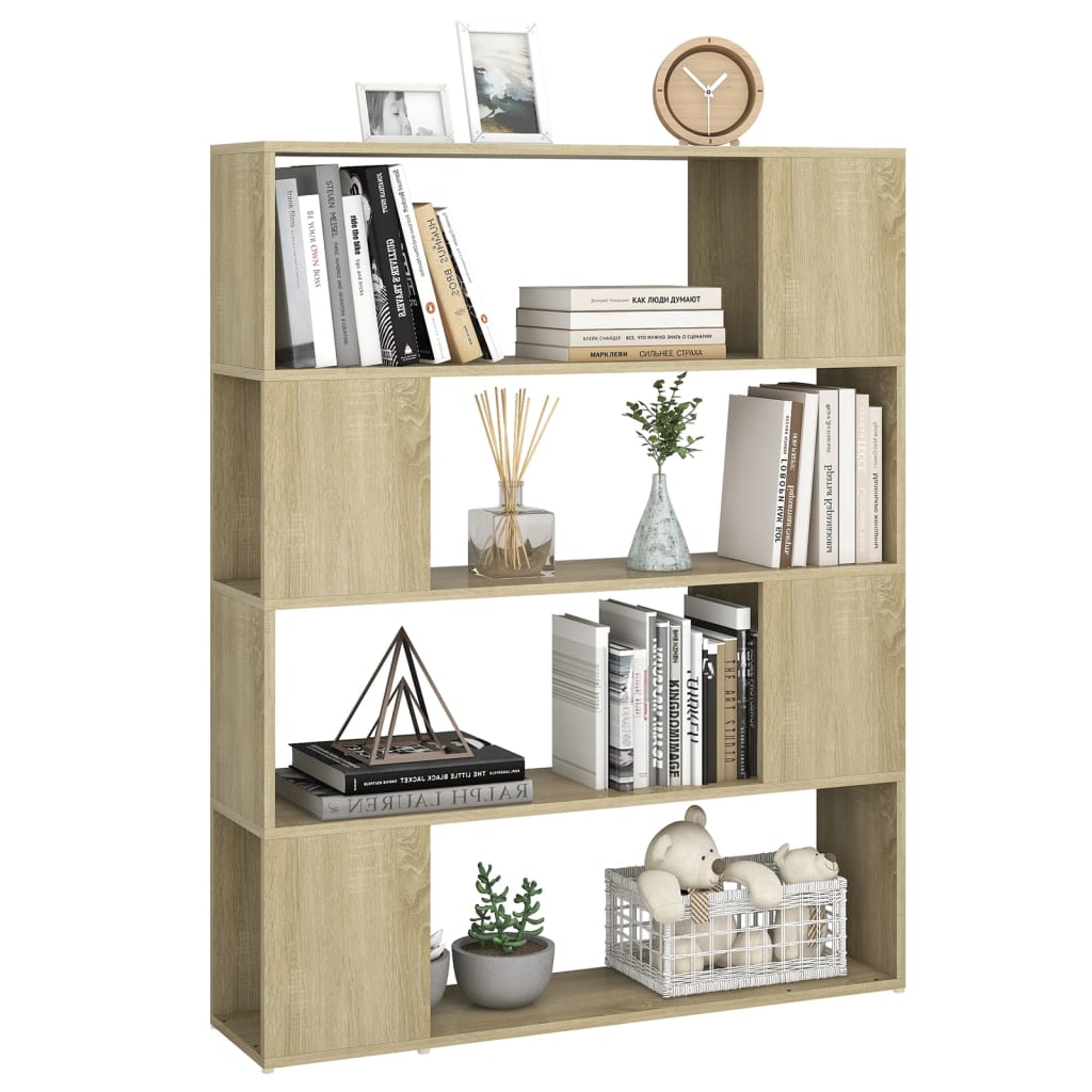 bogskab/rumdeler 100x24x124 cm konstrueret træ sonoma-eg