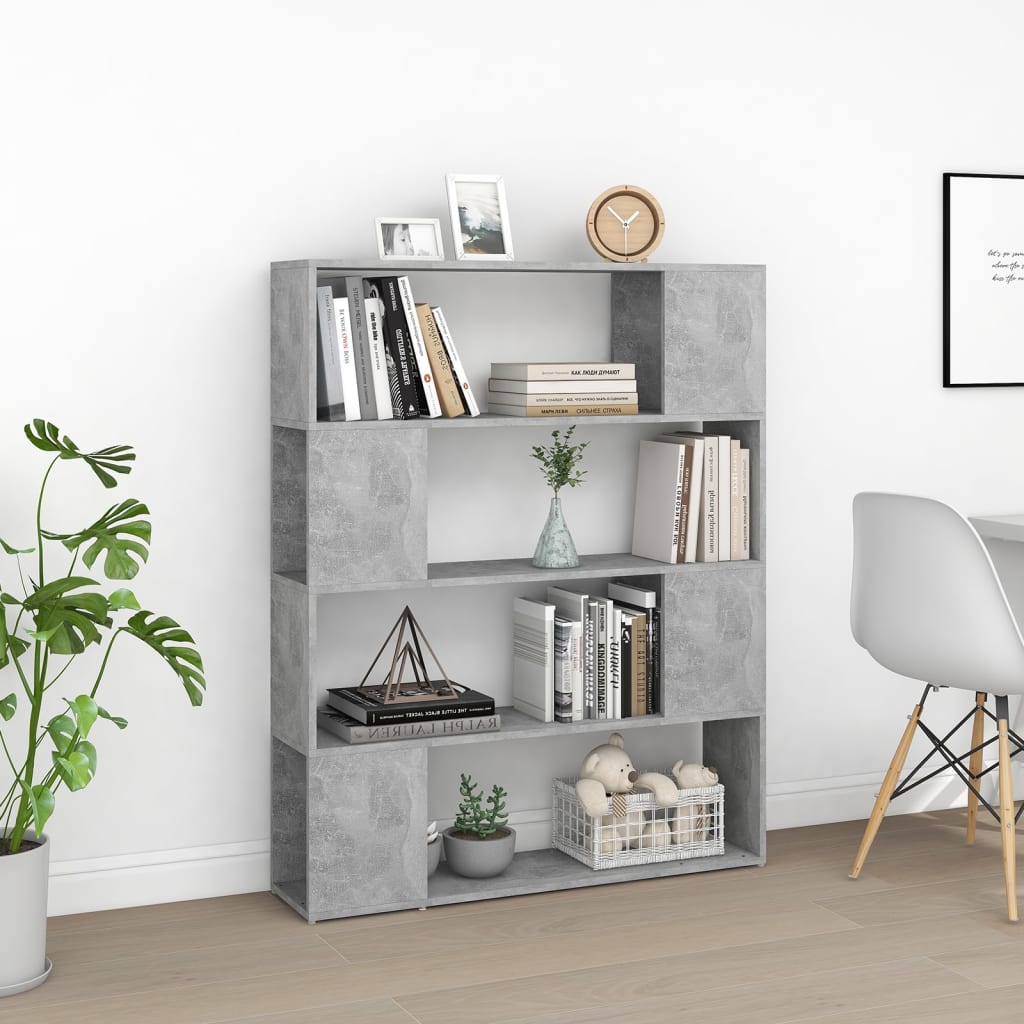 bogskab/rumdeler 100x24x124 cm konstrueret træ betongrå