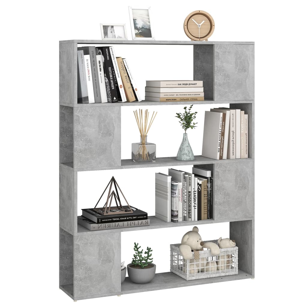 bogskab/rumdeler 100x24x124 cm konstrueret træ betongrå