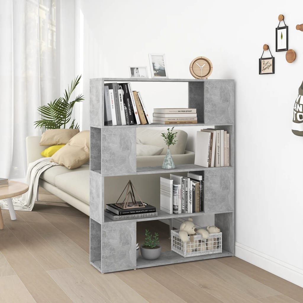 bogskab/rumdeler 100x24x124 cm konstrueret træ betongrå