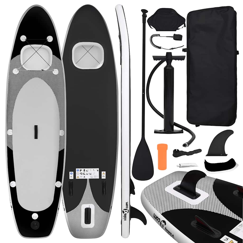 oppusteligt paddleboardsæt 360x81x10 cm sort