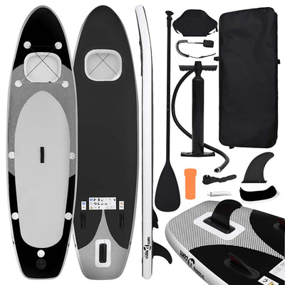 oppusteligt paddleboardsæt 360x81x10 cm sort