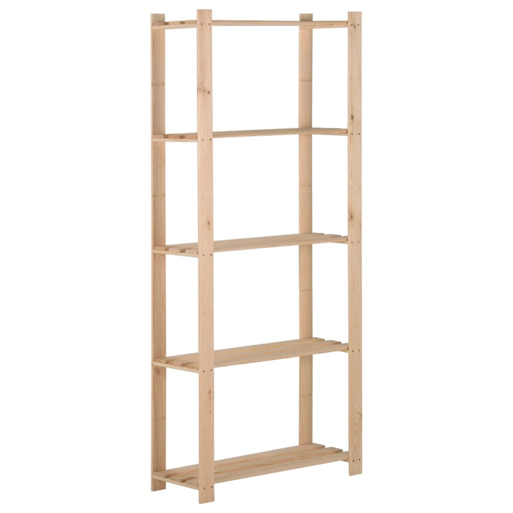 opbevaringsreol i 5 niveauer 80x28,5x170 cm massivt fyrretræ