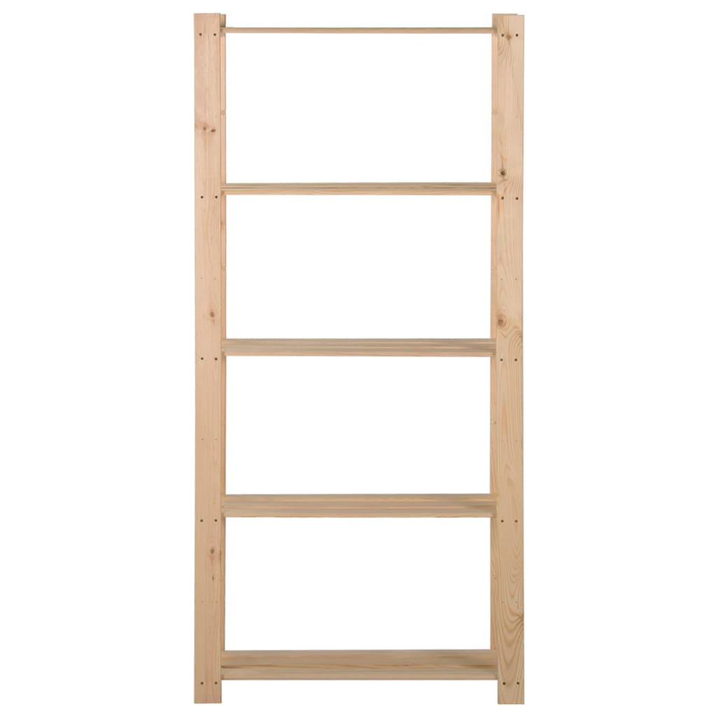 opbevaringsreol i 5 niveauer 80x28,5x170 cm massivt fyrretræ