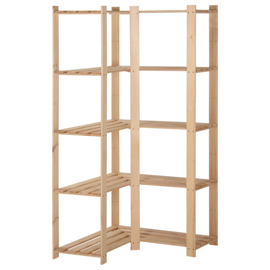 hjørnereol i 5 niveauer 82,5x82,5x170 cm massivt fyrretræ