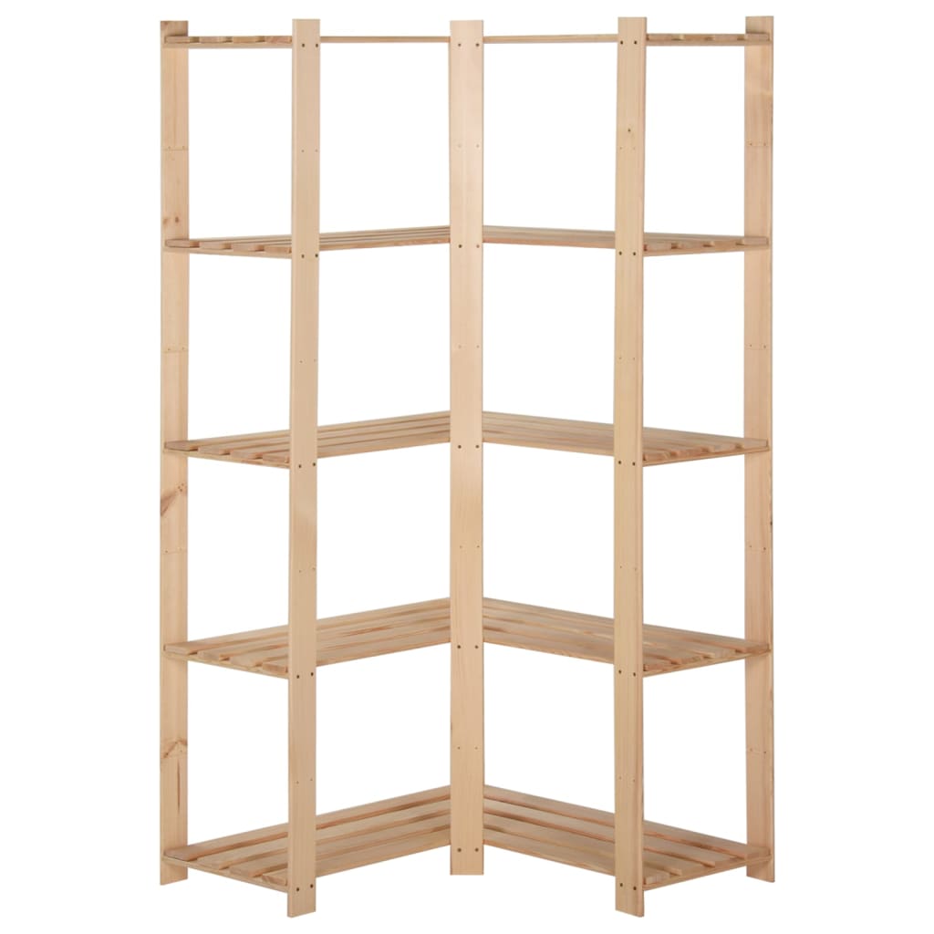 hjørnereol i 5 niveauer 82,5x82,5x170 cm massivt fyrretræ