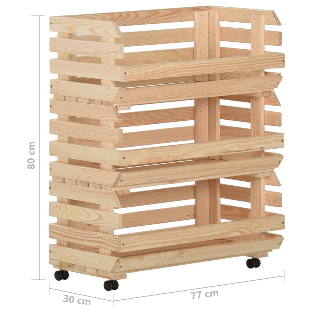 grøntsagsvogn 77x30x80 cm massivt fyrretræ