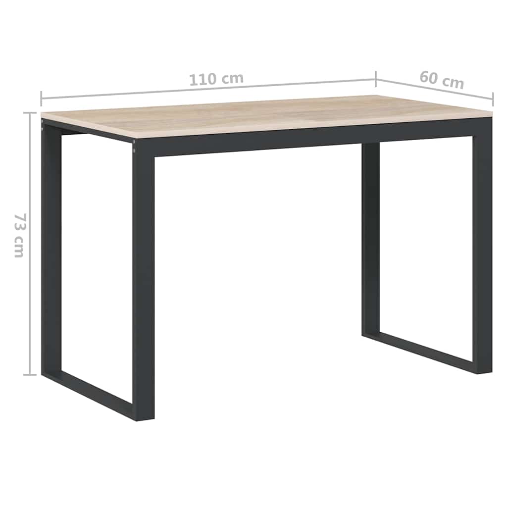 computerbord 110x60x73 cm spånplade sort og egetræ