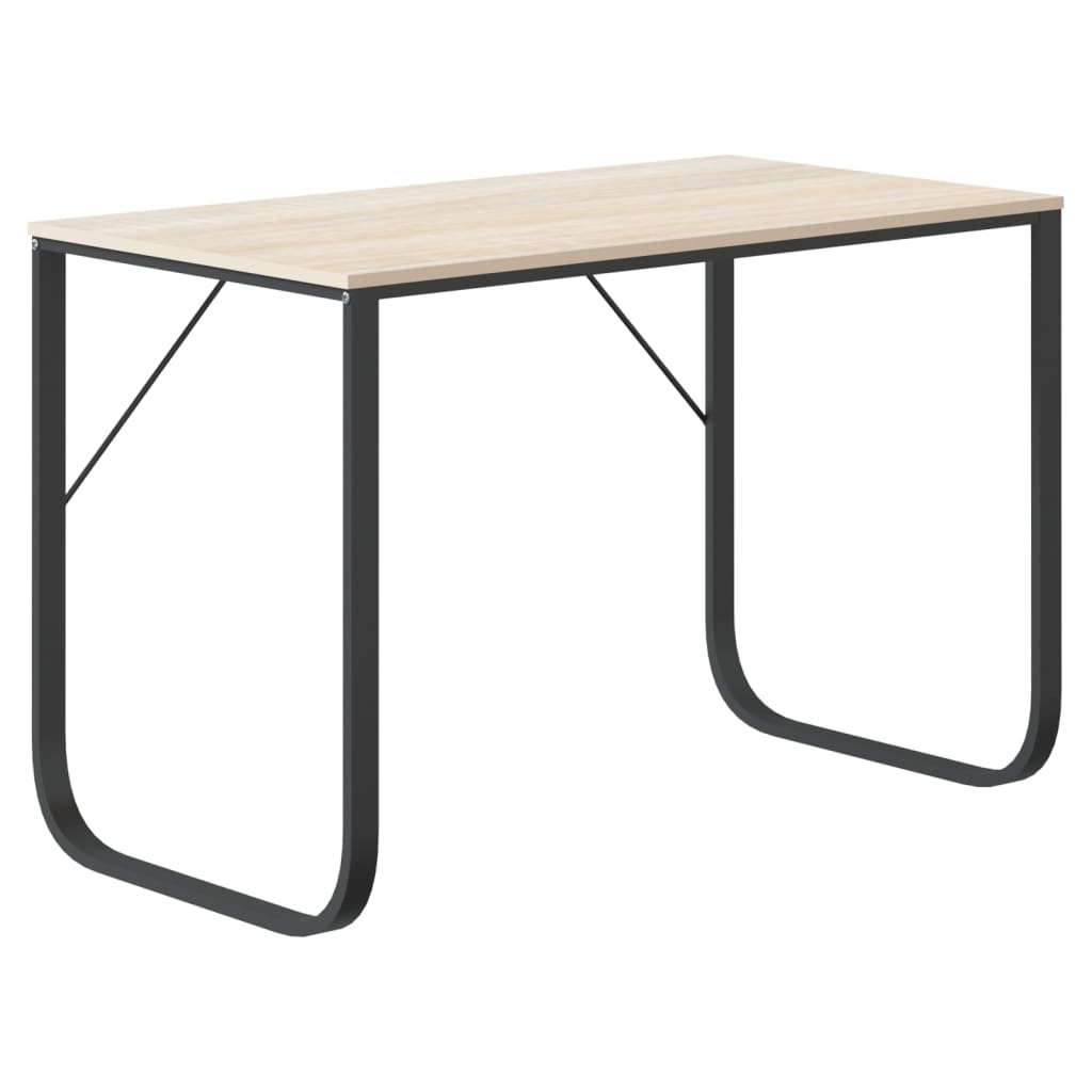 computerbord 110x60x73 cm spånplade sort og egetræ