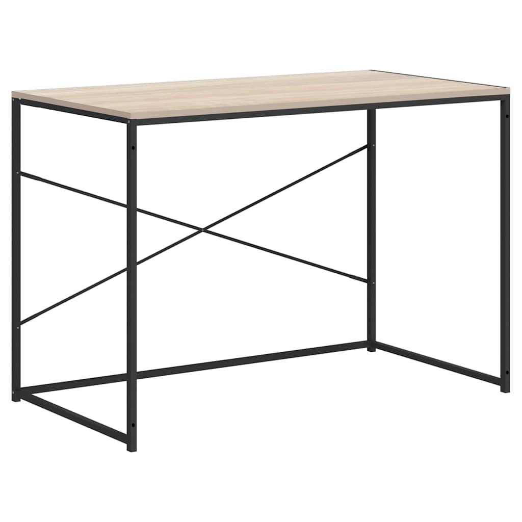 computerbord 110x60x70 cm konstrueret træ sort og egetræsfarvet