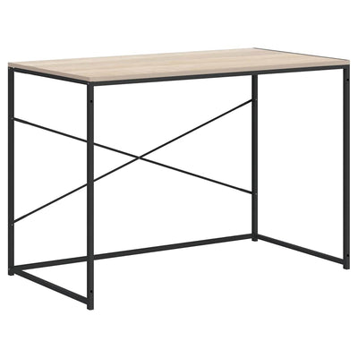 computerbord 110x60x70 cm konstrueret træ sort og egetræsfarvet