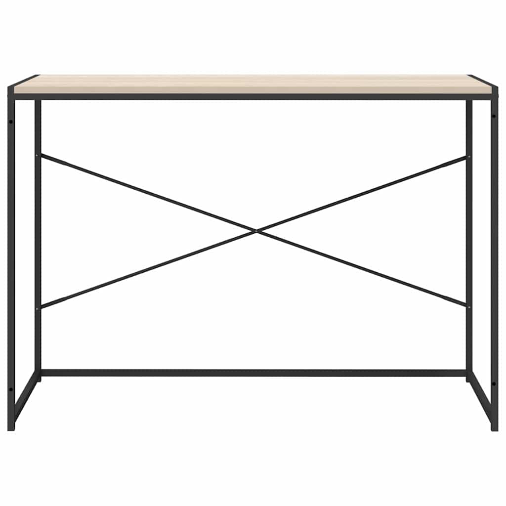 computerbord 110x60x70 cm konstrueret træ sort og egetræsfarvet